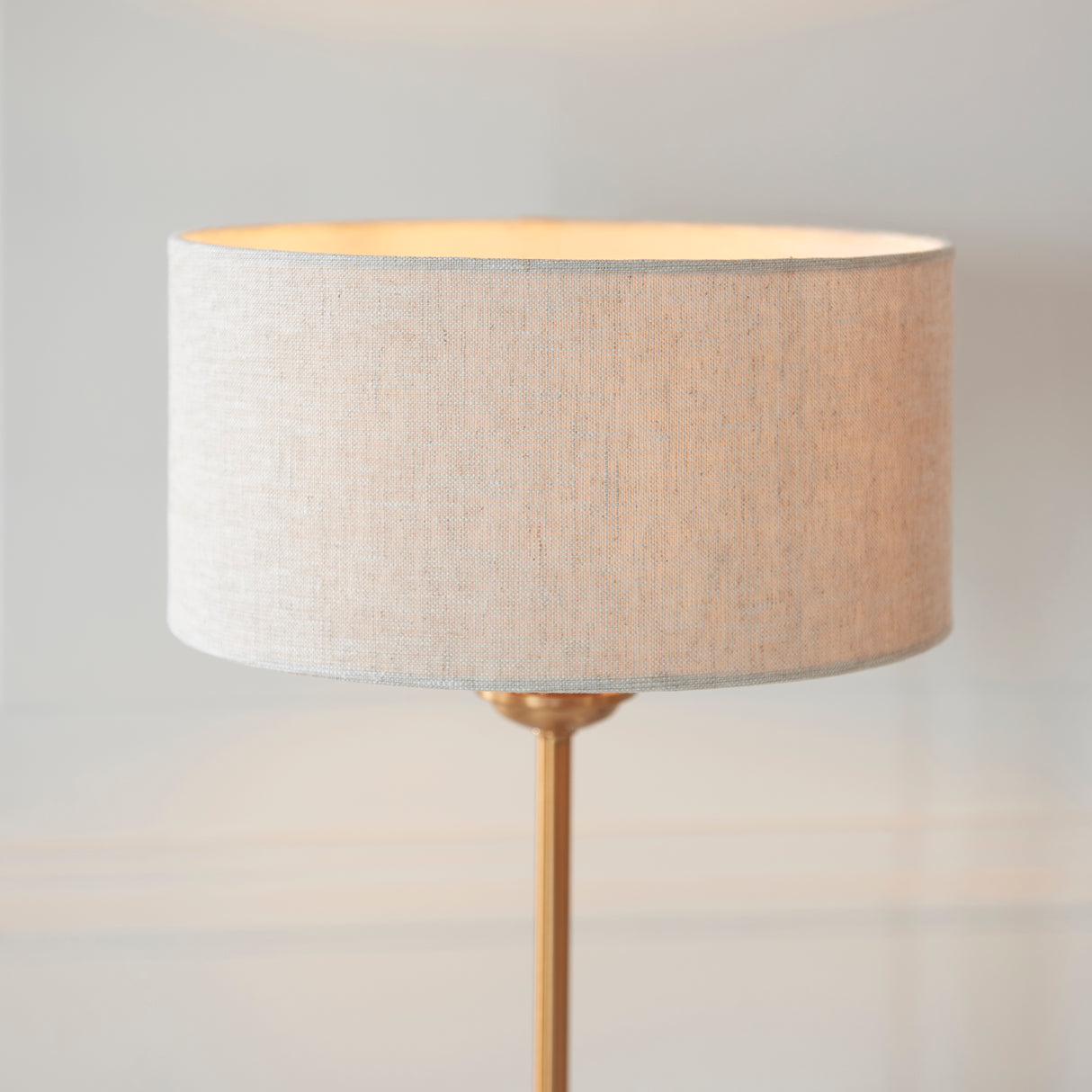 Endon Highclere Single Stem Table Lamp Vintage Brass & Linen