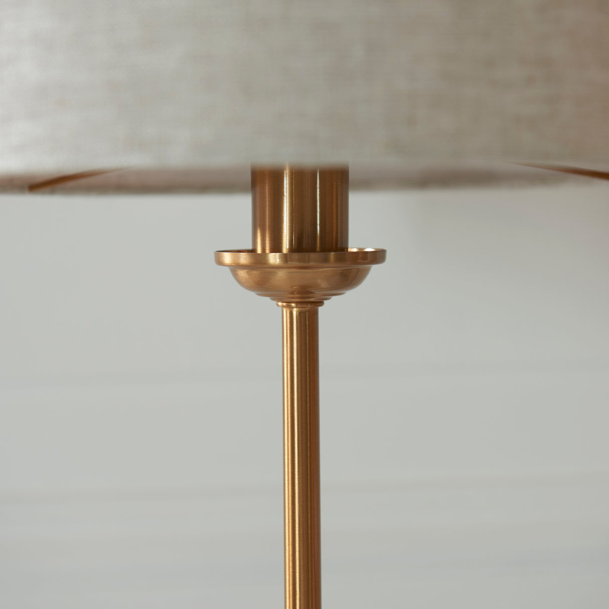 Endon Highclere Single Stem Table Lamp Vintage Brass & Linen