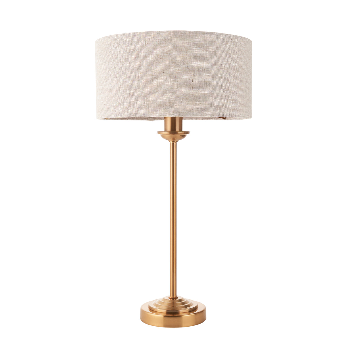 Endon Highclere Single Stem Table Lamp Vintage Brass & Linen