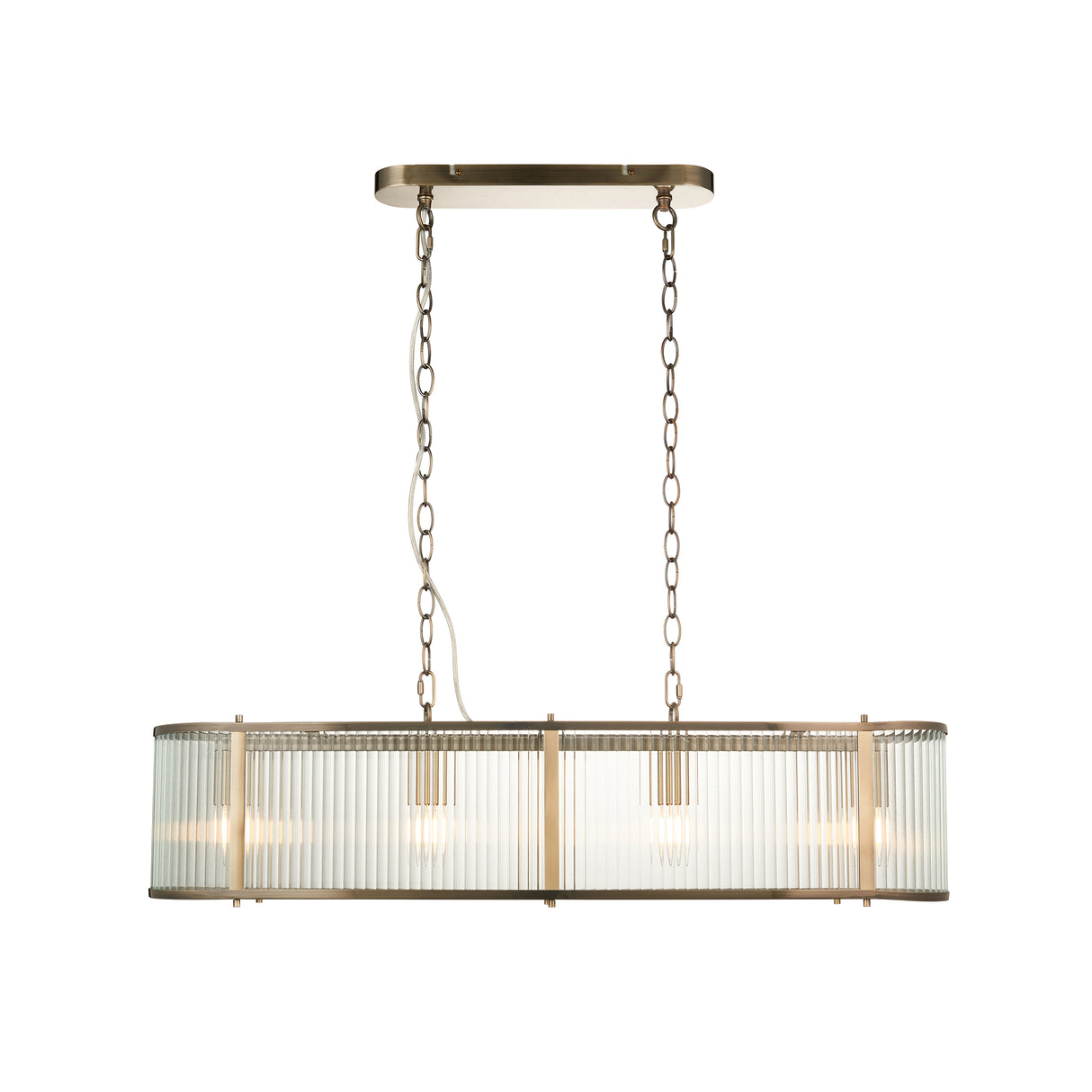 Endon Ridgeton 4lt Linear Chandelier Antique Brass