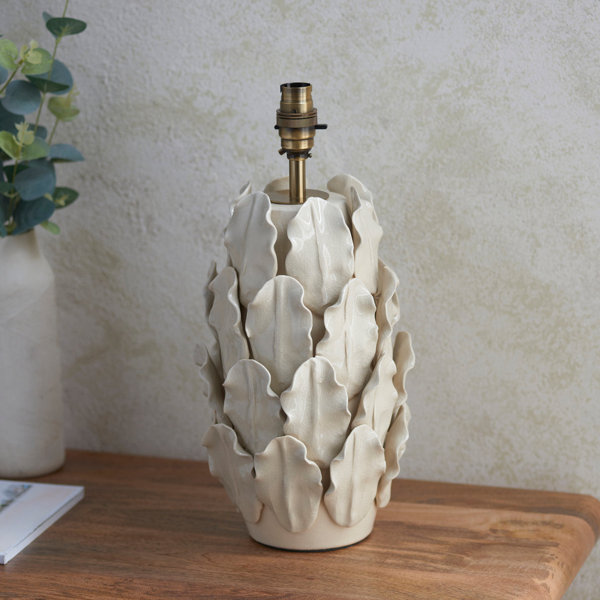 Endon Layered Leaf Table Lamp Base Tall Ivory