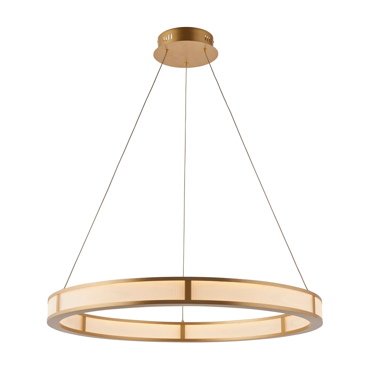 Endon Classic Ribbed Hoop LED Pendant Brushed Gold