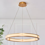 Endon Classic Ribbed Hoop LED Pendant Brushed Gold