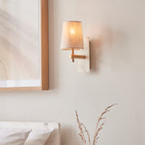 Amos Compton Marble Wall Light with Tapered Linen Shade