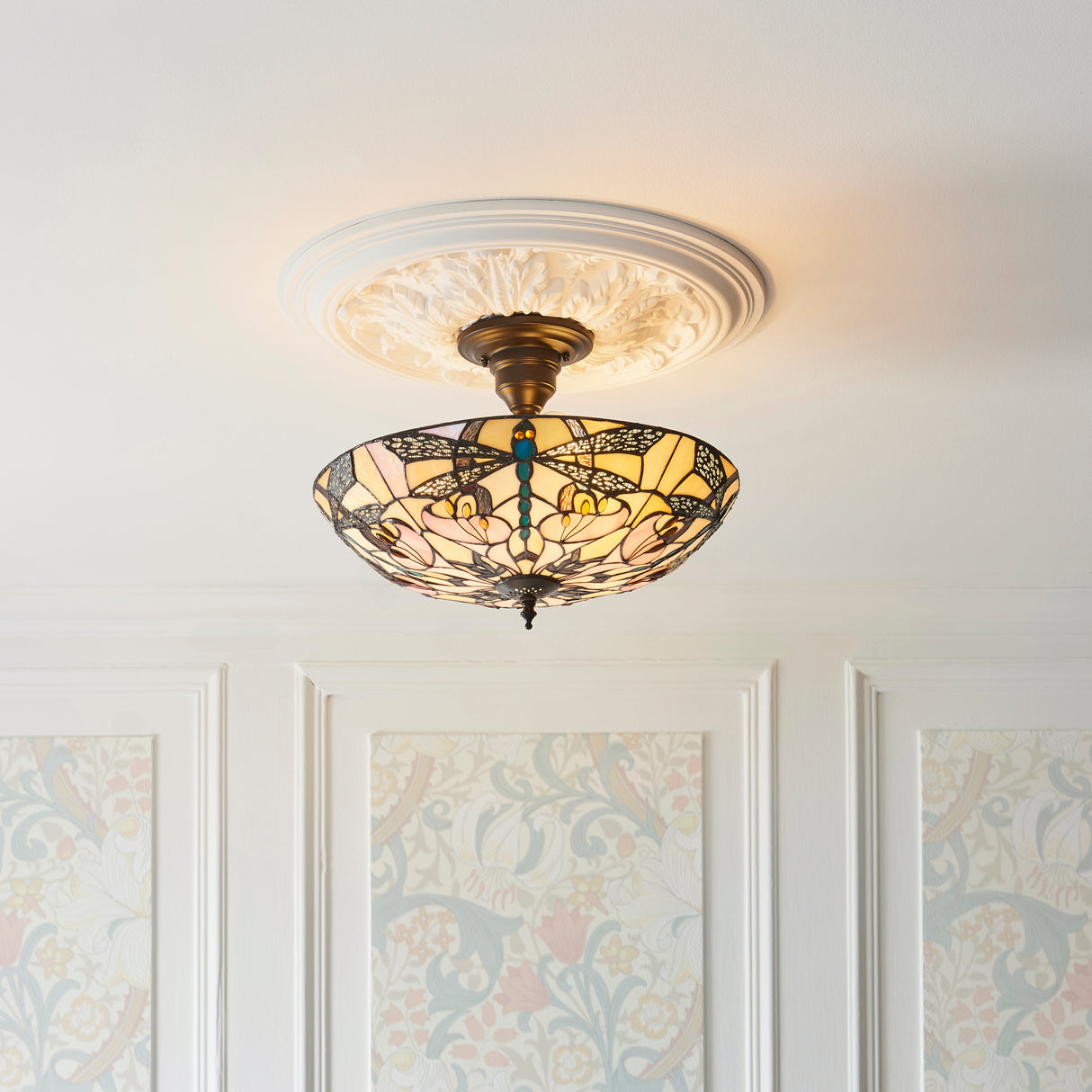 Tiffany Ashton 3lt Semi Flush Ceiling Light