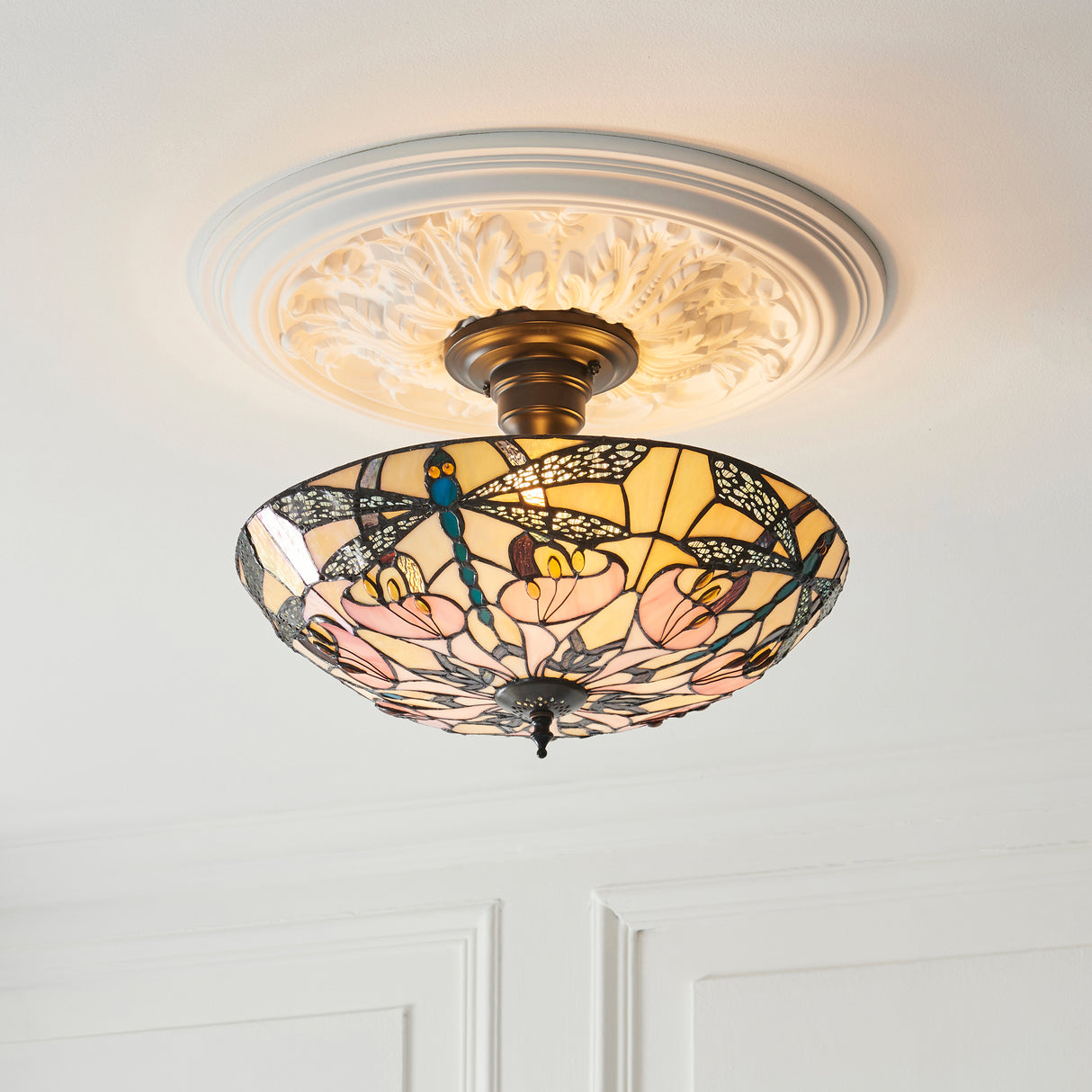 Tiffany Ashton 3lt Semi Flush Ceiling Light