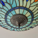 Tiffany Dragonfly Blue 3lt Semi Flush Ceiling Light