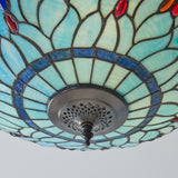 Tiffany Dragonfly Blue Large 3lt Semi Flush Ceiling Light