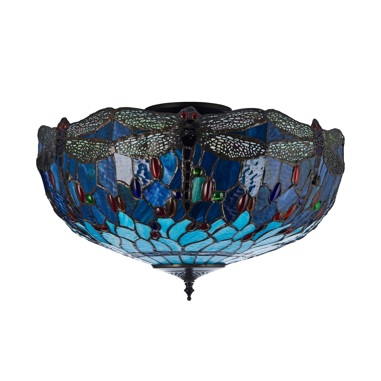 Tiffany Dragonfly Blue Large 3lt Semi Flush Ceiling Light