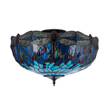 Tiffany Dragonfly Blue Large 3lt Semi Flush Ceiling Light