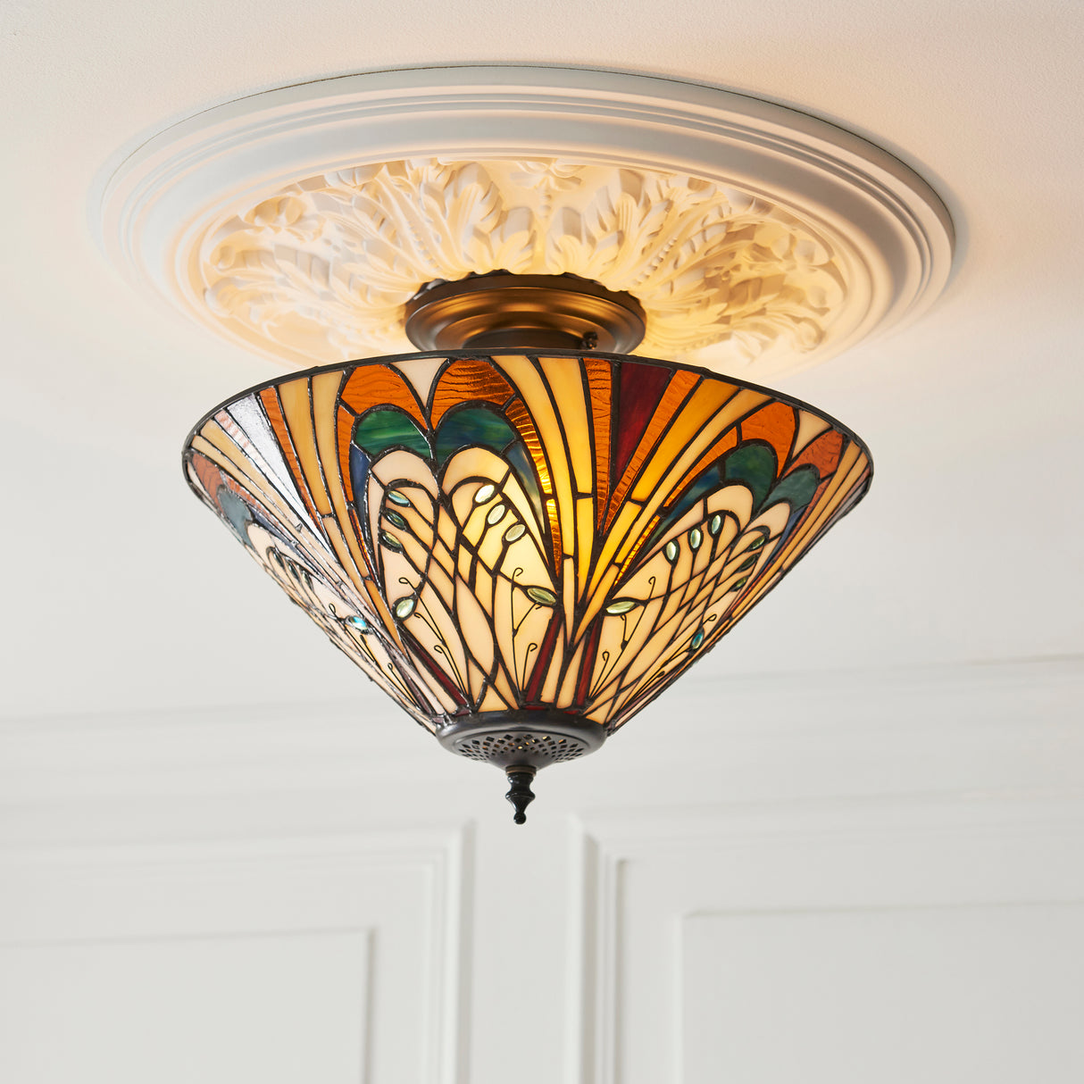 Tiffany Hector 3lt Semi Flush Ceiling Light