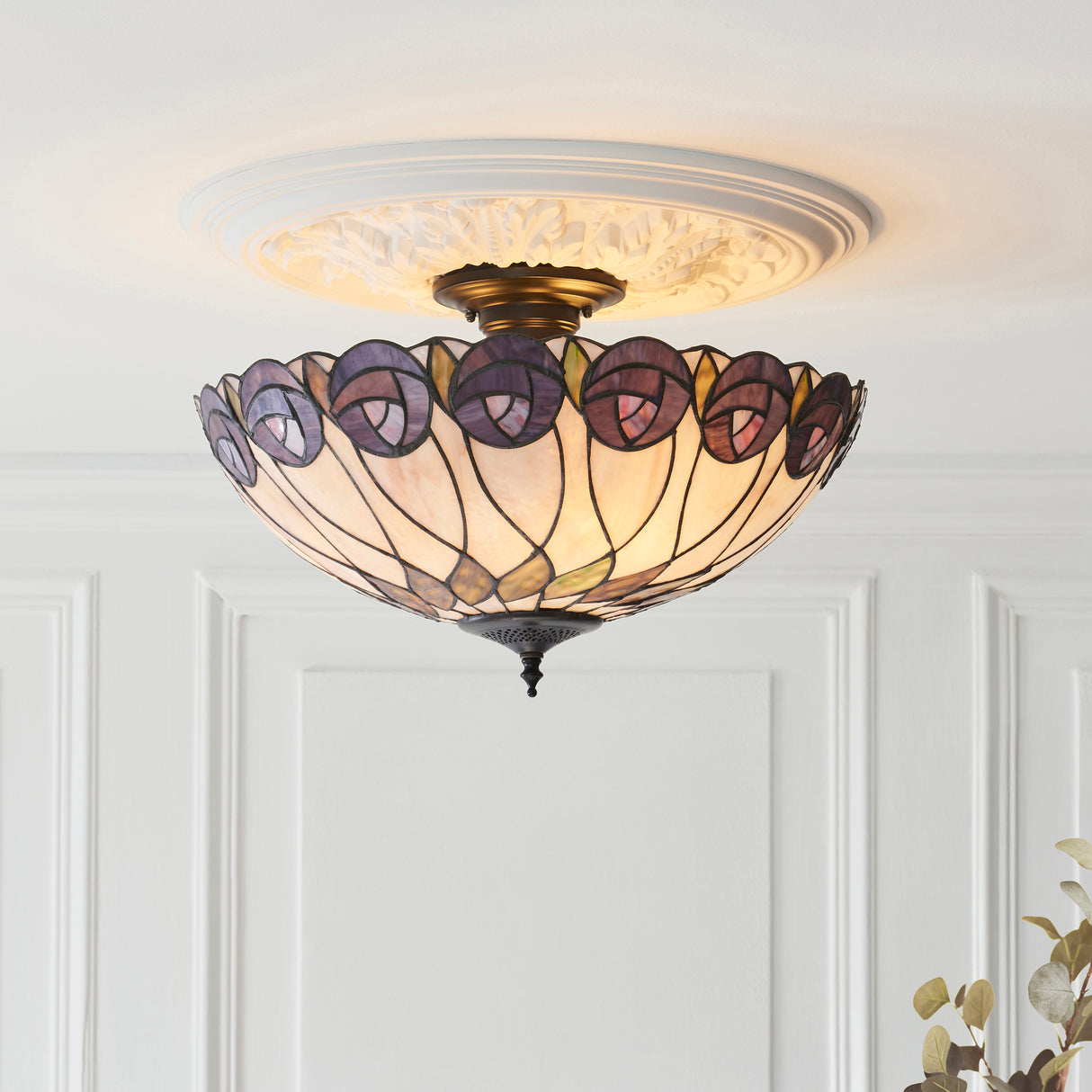 Tiffany Hutchinson 3lt Semi Flush Ceiling Light