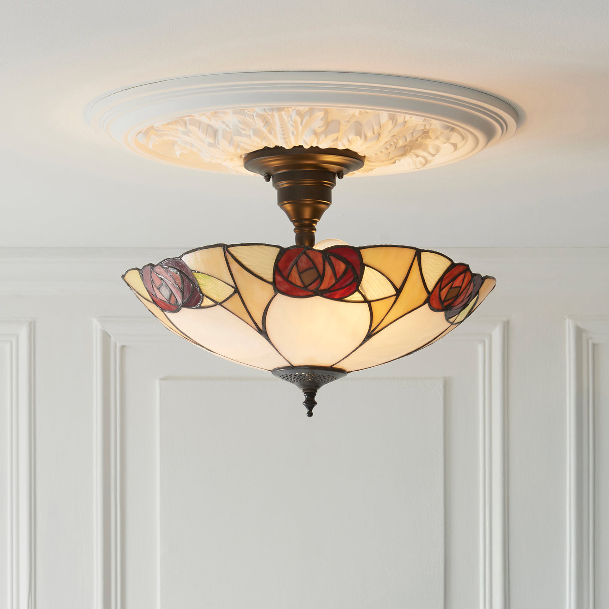 Tiffany Ingram 3lt Semi Flush Ceiling Light