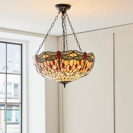 Tiffany Dragonfly Beige Large Inverted 3lt Pendant