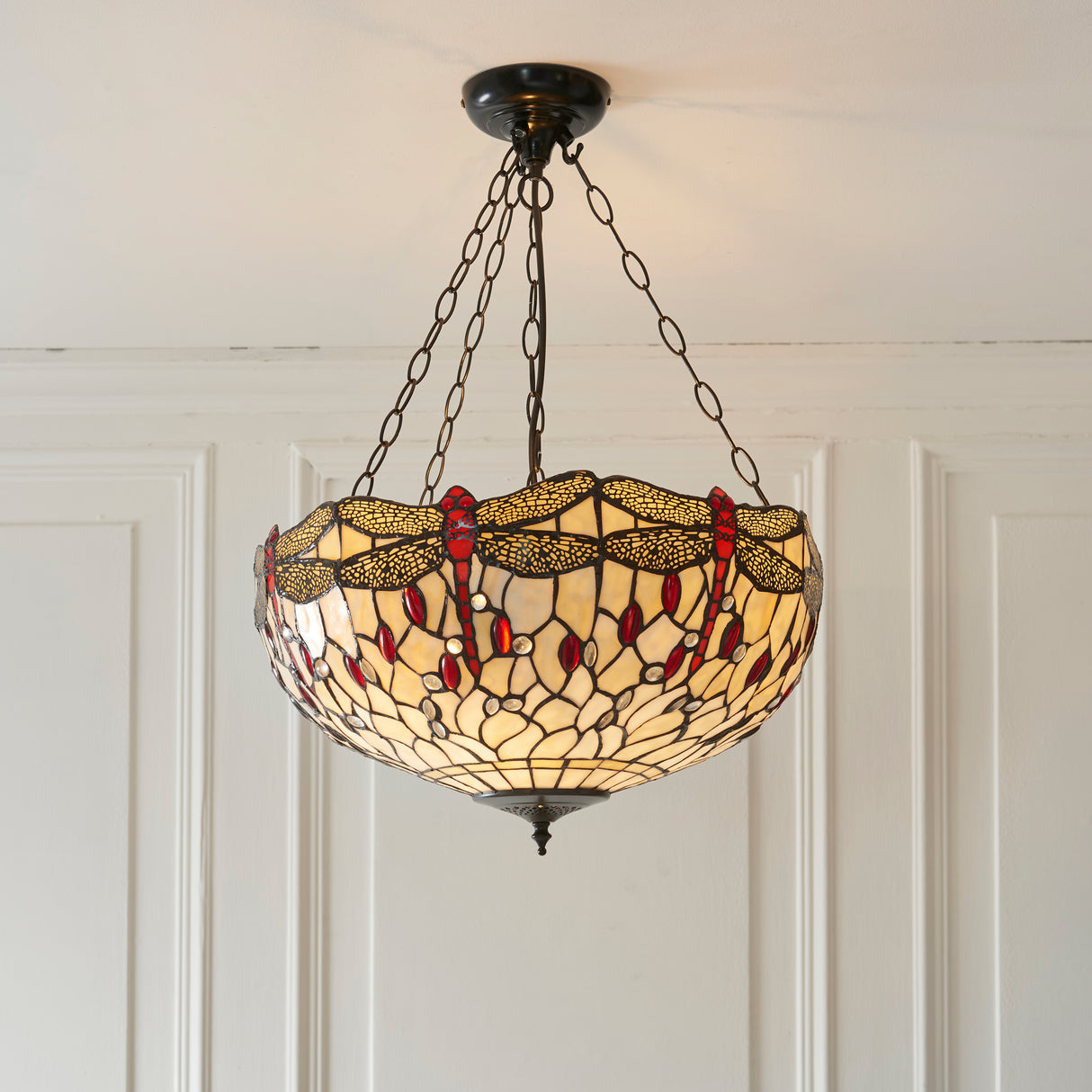 Tiffany Dragonfly Beige Large Inverted 3lt Pendant