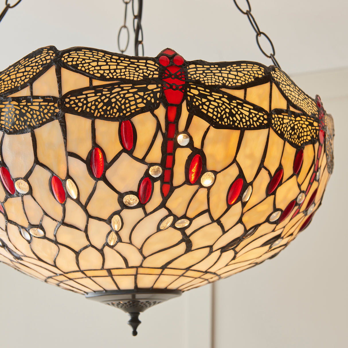Tiffany Dragonfly Beige Large Inverted 3lt Pendant