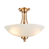 Endon Welles 3lt Semi-Flush Ceiling Light Brushed Aged Brass