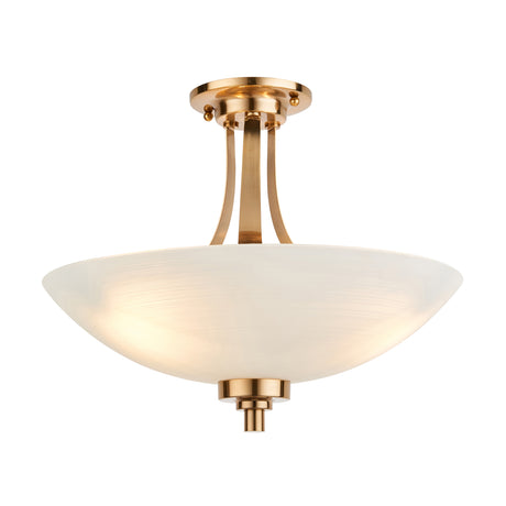 Endon Welles 3lt Semi-Flush Ceiling Light Brushed Aged Brass