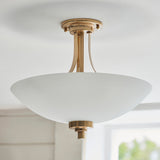 Endon Welles 3lt Semi-Flush Ceiling Light Brushed Aged Brass