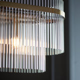 Endon Marietta 4lt Linear Chandelier Antique Brass & Glass