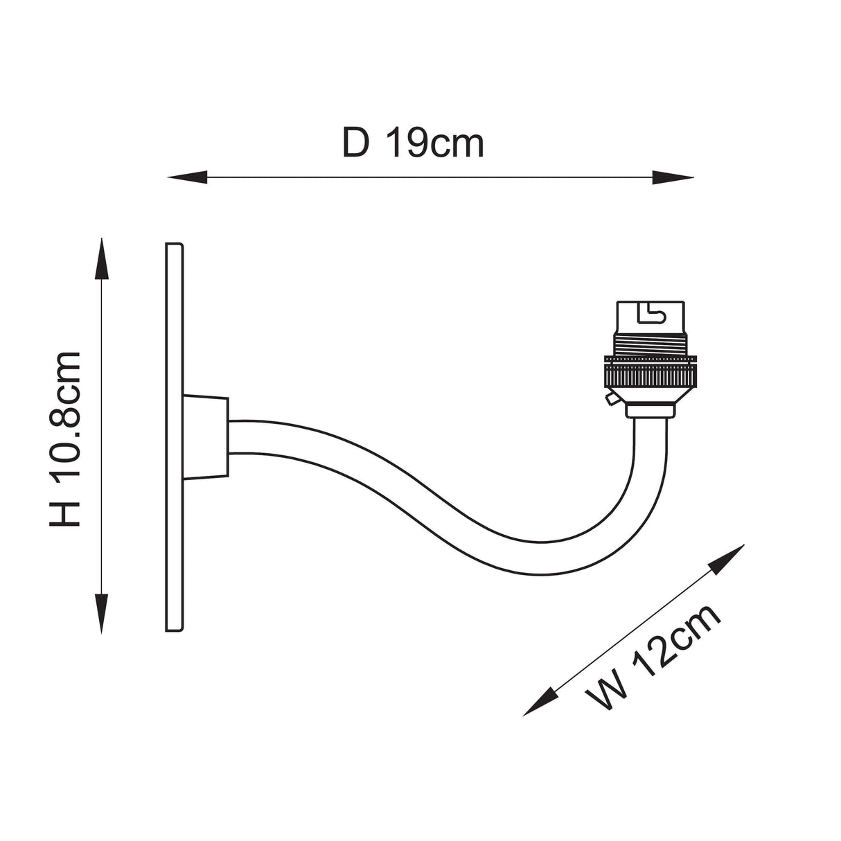 Endon Ripple Curve Wall Fitting Antique brass plate