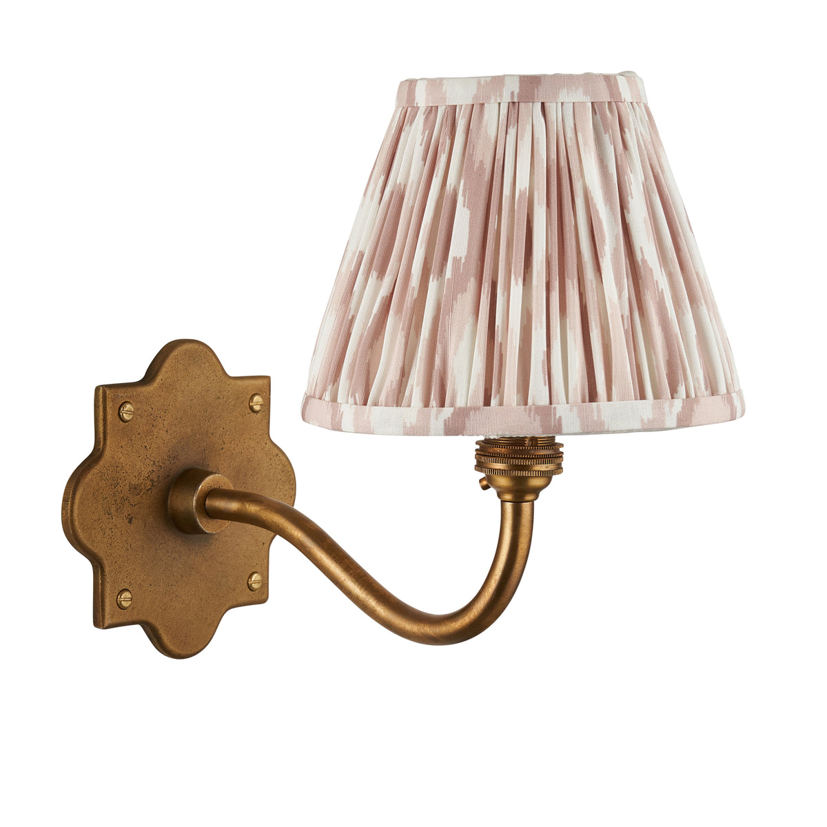 Endon Anvil Curve & Ikat 16cm Wall Antique brass & neutral print fabric