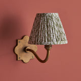 Endon Anvil Curve & Leaf 16cm Wall Antique brass & herb garden green fabric