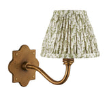 Endon Anvil Curve & Leaf 16cm Wall Antique brass & herb garden green fabric