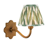 Endon Anvil Curve & Zigzag 16cm Wall Antique brass & cotswold green fabric