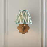 Endon Anvil Curve & Zigzag 16cm Wall Antique brass & cotswold green fabric
