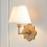 Endon Anvil Angle & Ivy 16cm Wall Antique brass & vintage white fabric