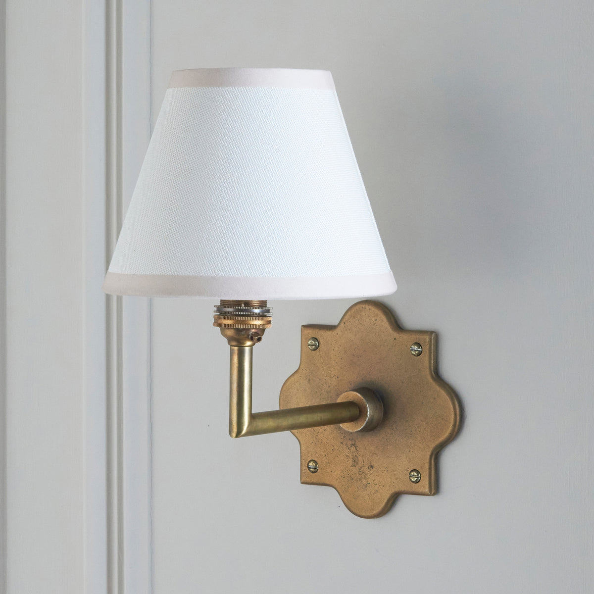 Endon Anvil Angle & Ivy 16cm Wall Antique brass & vintage white fabric