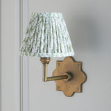 Endon Anvil Angle & Leaf 16cm Wall Antique brass & herb garden green fabric