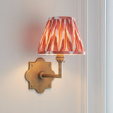 Endon Anvil Angle & Zigzag 16cm Wall Antique brass & apricot orange fabric