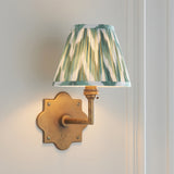 Endon Anvil Angle & Zigzag 16cm Wall Antique brass & cotswold green fabric