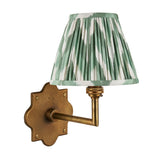 Endon Anvil Angle & Zigzag 16cm Wall Antique brass & cotswold green fabric