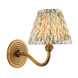 Endon Ripple Curve & Leaf 16cm Wall Antique brass & herb garden green fabric