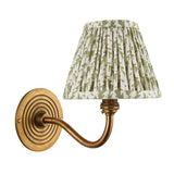 Endon Ripple Curve & Leaf 16cm Wall Antique brass & herb garden green fabric