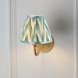 Endon Ripple Curve & Zigzag 16cm Wall Antique brass & cotswold green fabric