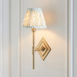 Endon Diamond Tall & Leaf 16cm Wall Antique brass & herb garden green fabric