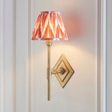 Endon Diamond Tall & Zigzag 16cm Wall Antique brass & apricot orange fabric
