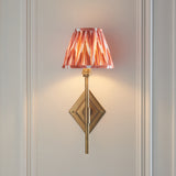 Endon Diamond Tall & Zigzag 16cm Wall Antique brass & apricot orange fabric