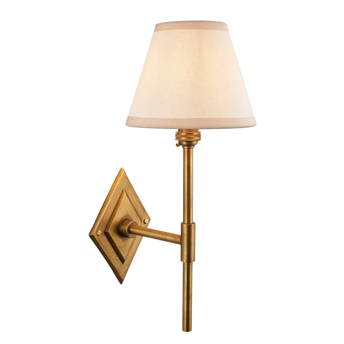 Endon Diamond Tall & Ivy 16cm Wall Antique brass & vintage white fabric