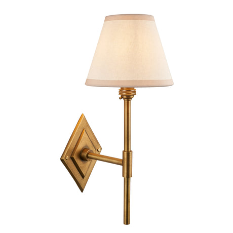 Endon Diamond Tall & Ivy 16cm Wall Antique brass & vintage white fabric