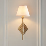 Endon Diamond Tall & Ivy 16cm Wall Antique brass & vintage white fabric