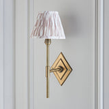 Endon Diamond Tall & Ikat 16cm Wall Antique brass & neutral print fabric