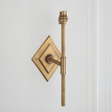 Endon Diamond Tall & Ikat 16cm Wall Antique brass & neutral print fabric