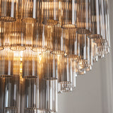 Endon Toulouse Chandelier Satin Brass & Smokey Grey Ribbed Glass