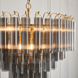 Endon Toulouse Chandelier Satin Brass & Smokey Grey Ribbed Glass