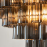 Endon Toulouse Chandelier Satin Brass & Smokey Grey Ribbed Glass